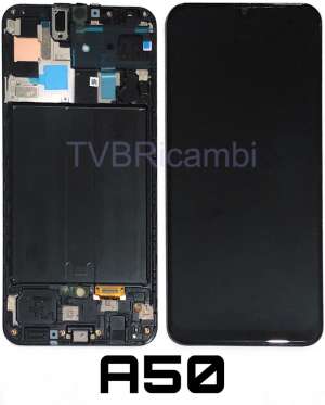 Samsung A50 A505F .Display ORIGINALE + Cornice Service Pack 售 后 原 装 带 框 .Nero 黑